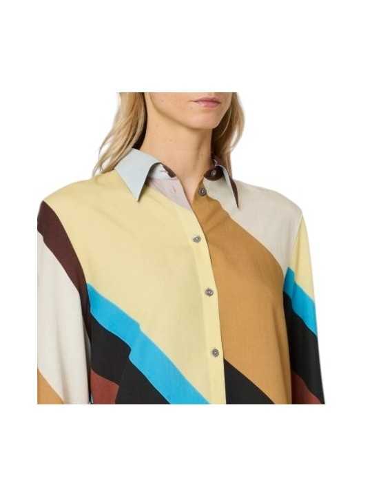 Chemise swirl large jaune camel lyocell Paul Smith Femme W1R 335B W11332 92 boutique Strasbourg vêtement mode shop col