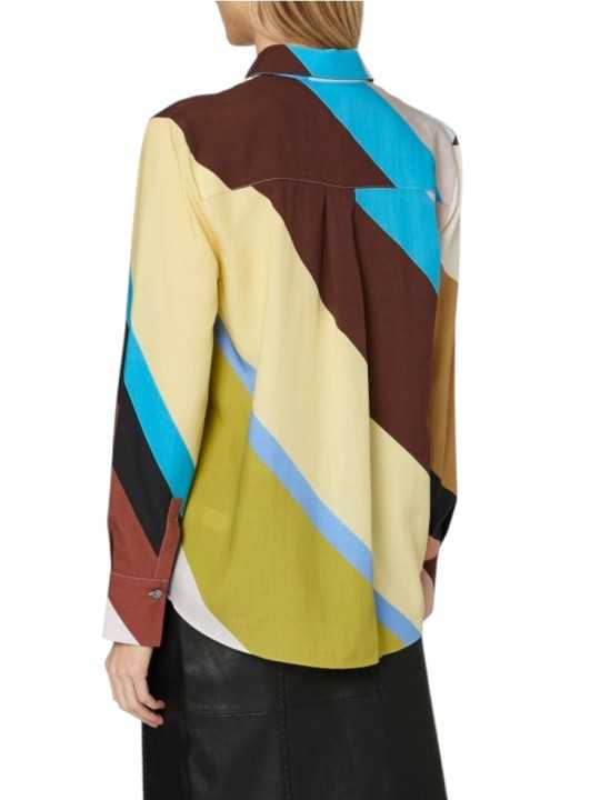 Chemise swirl large jaune camel lyocell Paul Smith Femme W1R 335B W11332 92 boutique Strasbourg vêtement mode shop back