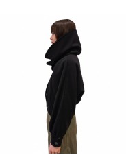 BLOUSON COURT BORD MAILLE COL CAPUCHE NOIR W1R 469J W00110 79 PAUL SMITH FEMME profil fermé