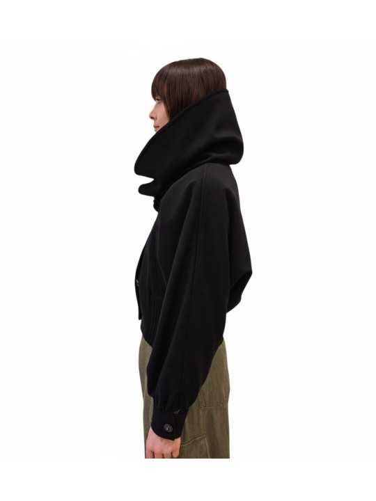 BLOUSON COURT BORD MAILLE COL CAPUCHE NOIR W1R 469J W00110 79 PAUL SMITH FEMME profil fermé