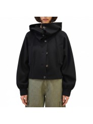 BLOUSON COURT BORD MAILLE COL CAPUCHE NOIR W1R 469J W00110 79 PAUL SMITH FEMME face fermé