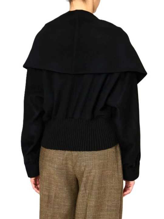 BLOUSON COURT BORD MAILLE COL CAPUCHE NOIR W1R 469J W00110 79 PAUL SMITH FEMME dos