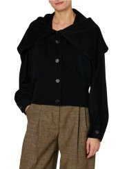 BLOUSON COURT BORD MAILLE COL CAPUCHE NOIR W1R 469J W00110 79 PAUL SMITH FEMME face bis