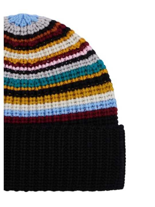 Bonnet bayadère laine Paul Smith Femme homme W1A 480F T812 92 boutique Strasbourg accessoire mode shop détail