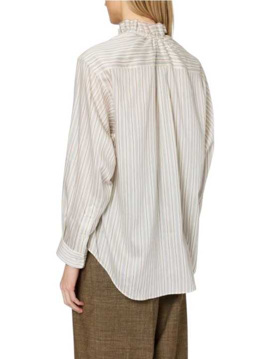 Chemise rayée écru ciel col froufrous lyocell soie Paul Smith femme W1R 407B W03197 08 boutique Strasbourg mode vêtement shop d
