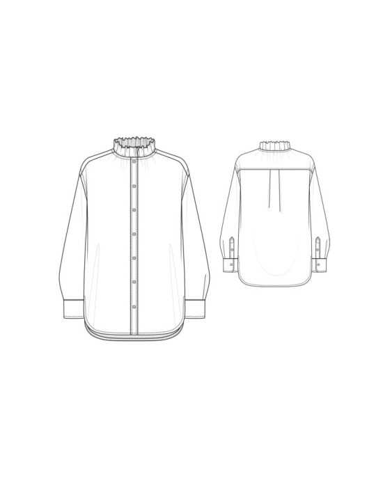 Chemise rayée écru ciel col froufrous lyocell soie Paul Smith femme W1R 407B W03197 08 boutique Strasbourg mode vêtement shop s