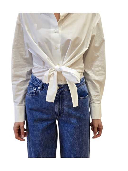 Chemise blanche noeud taille coton Paul Smith Femme W1R 411B W30589 02 boutique Strasbourg France mode vêtement shop shirt zoom