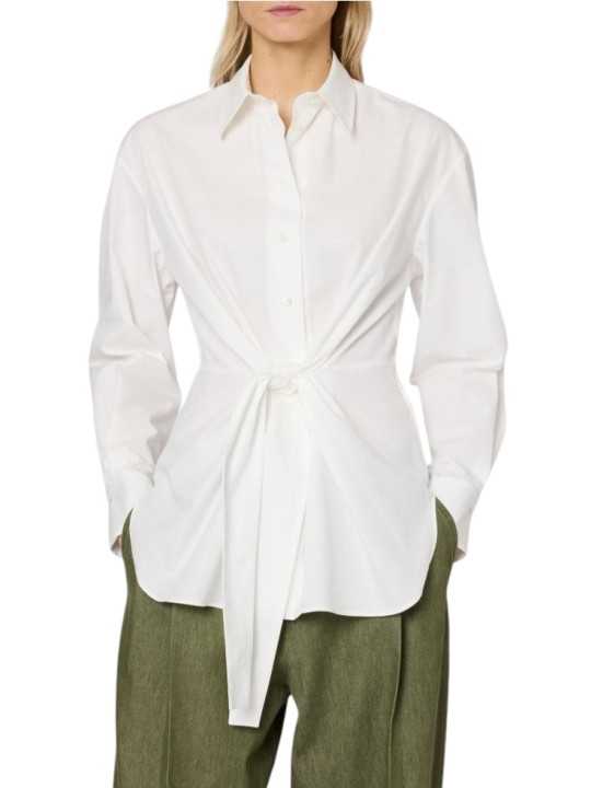 Chemise blanche noeud taille coton Paul Smith Femme W1R 411B W30589 02 boutique Strasbourg France mode vêtement shop shirt front
