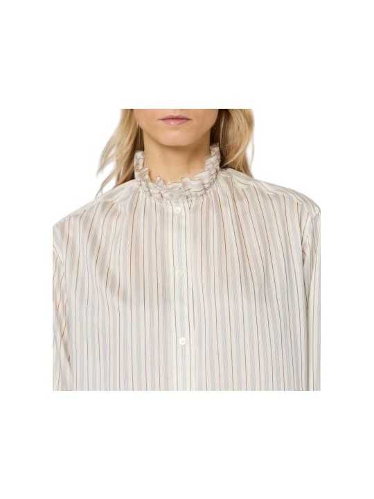 Chemise rayée écru ciel col froufrous lyocell soie Paul Smith femme W1R 407B W03197 08 boutique Strasbourg mode vêtement shop z