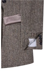Veste Harris tweed chevron brun écru croisée 1 bouton Paul Smith Femme W1R 449JA W03205 61 poignets