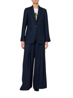 VESTE NAVY RAYE BLANC 2 BOUTONS POCHES RABAS W1R 461J W1108 47 PAUL SMITH FEMME look
