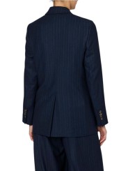 VESTE NAVY RAYE BLANC 2 BOUTONS POCHES RABAS W1R 461J W1108 47 PAUL SMITH FEMME dos