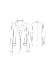 VESTE NAVY RAYE BLANC 2 BOUTONS POCHES RABAS W1R 461J W1108 47 PAUL SMITH FEMME croquis