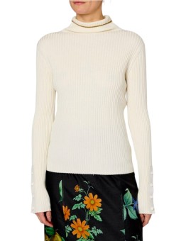 PULL COTELE COL ROULE ECRU POIGNETS BOUTONS BORDS BRONZE W1R 927N W11334 02 PAUL SMITH face