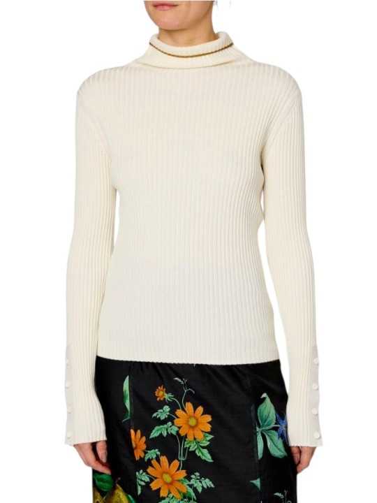 PULL COTELE COL ROULE ECRU POIGNETS BOUTONS BORDS BRONZE W1R 927N W11334 02 PAUL SMITH face