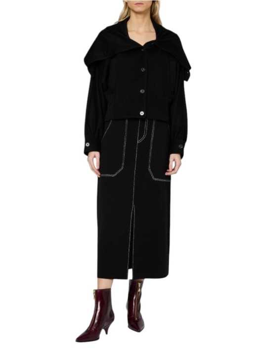 Jupe maille noir surpiquée blanc longue Paul Smith Femme W1R 928N W11336 79 boutique vêtement mode shop store look2