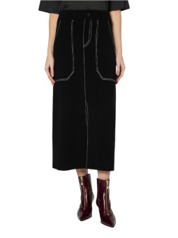 Jupe maille noir surpiquée blanc longue Paul Smith Femme W1R 928N W11336 79 boutique vêtement mode shop store front
