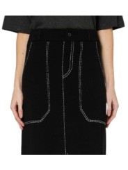 Jupe maille noir surpiquée blanc longue Paul Smith Femme W1R 928N W11336 79 boutique vêtement mode shop store détail