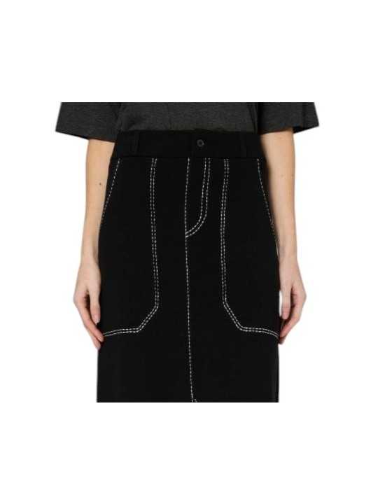 Jupe maille noir surpiquée blanc longue Paul Smith Femme W1R 928N W11336 79 boutique vêtement mode shop store détail