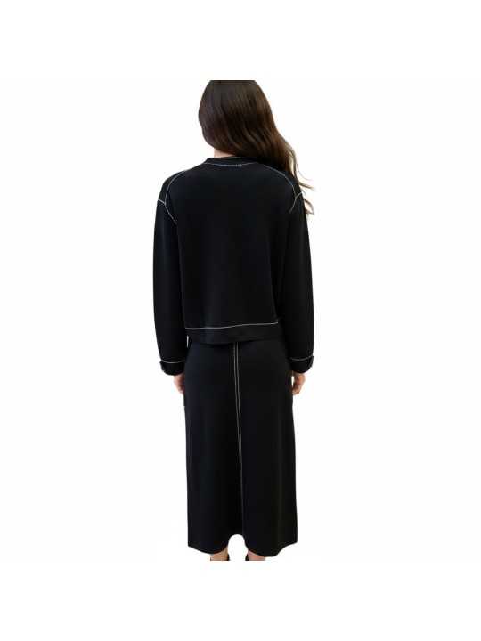Jupe maille noir surpiquée blanc longue Paul Smith Femme W1R 928N W11336 79 boutique vêtement mode shop store back