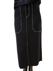 Jupe maille noir surpiquée blanc longue Paul Smith Femme W1R 928N W11336 79 boutique vêtement mode shop store zoom