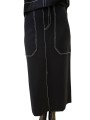 Jupe maille noir surpiquée blanc longue Paul Smith Femme W1R 928N W11336 79 boutique vêtement mode shop store zoom