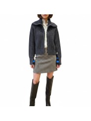Blouson gris maille épaisse côtelée poignets zip rayé Paul Smith femme W1R 931N W11339 78 boutique vêtement mode store shop l