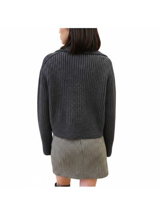 Blouson gris maille épaisse côtelée poignets zip rayé Paul Smith femme W1R 931N W11339 78 boutique vêtement mode store shop d