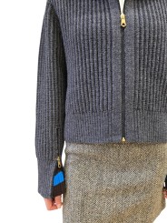 Blouson gris maille épaisse côtelée poignets zip rayé Paul Smith femme W1R 931N W11339 78 boutique vêtement mode store shop z