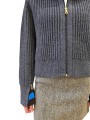 Blouson gris maille épaisse côtelée poignets zip rayé Paul Smith femme W1R 931N W11339 78 boutique vêtement mode store shop z