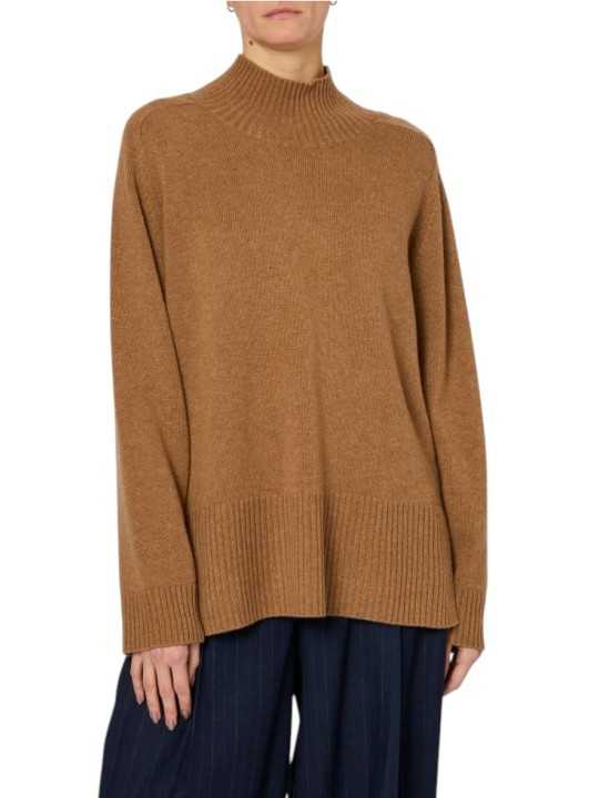 Pull tunique camel col montant fente bas Paul Smith Femme W1R 932N W11333 65 boutique Strasbourg France vêtement shop mode front