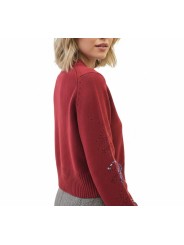 Pull court brique col v broderies bleu Paul Smith Femme W1R 950N W113 47 28 boutique vêtement mode store Strasbourg style profil