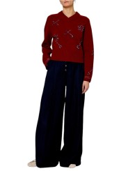 Pull court brique col v broderies bleu Paul Smith Femme W1R 950N W113 47 28 boutique vêtement mode store Strasbourg style look