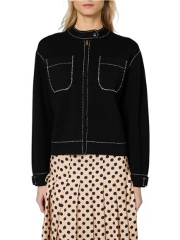VESTE PERFECTO MAILLE BLOQUEE SURPIQUEE BLANC ZIP W1R 953N W11336 79 PAUL SMITH face