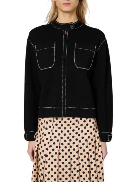 VESTE PERFECTO MAILLE BLOQUEE SURPIQUEE BLANC ZIP W1R 953N W11336 79 PAUL SMITH face