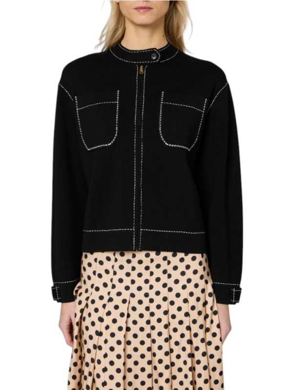 VESTE PERFECTO MAILLE BLOQUEE SURPIQUEE BLANC ZIP W1R 953N W11336 79 PAUL SMITH face