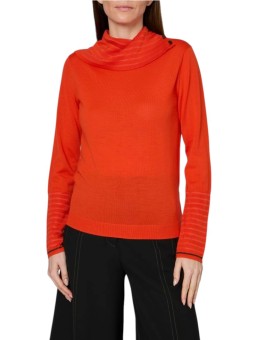 Pull orange col roulé boutonné arrière Paul Smith Femme W1R 954N W11271 16 boutique vêtement mode store shop Strasbourg front