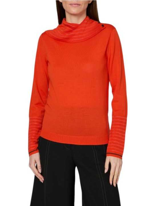 Pull orange col roulé boutonné arrière Paul Smith Femme W1R 954N W11271 16 boutique vêtement mode store shop Strasbourg front
