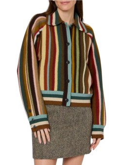 Veste rayée large camel multi laine mérinos Paul Smith Femme W1R 959N W11352 92 boutique Strasbourg mode vêtement style shop fac