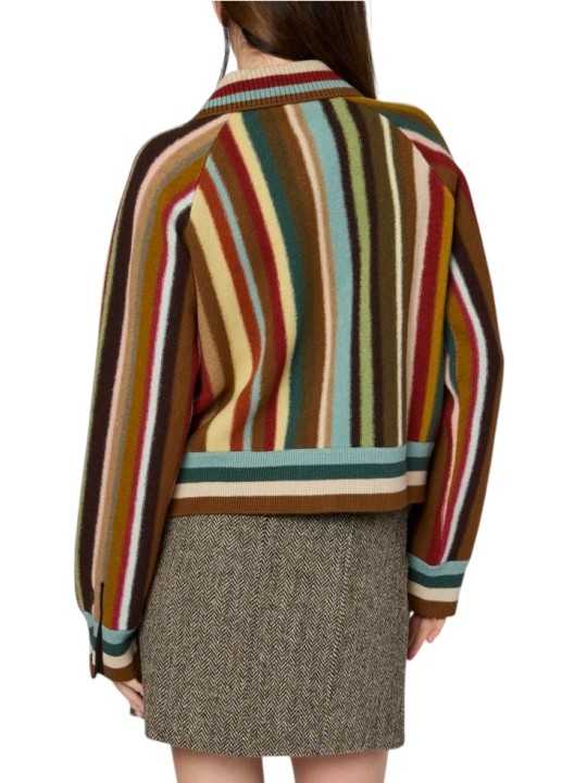 Veste rayée large camel multi laine mérinos Paul Smith Femme W1R 959N W11352 92 boutique Strasbourg mode vêtement style shop dos