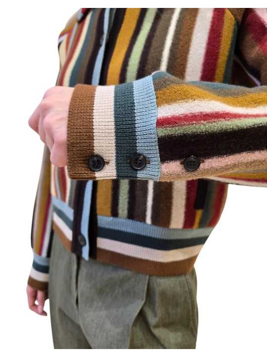 Veste rayée large camel multi laine mérinos Paul Smith Femme W1R 959N W11352 92 boutique Strasbourg mode vêtement style shop dét