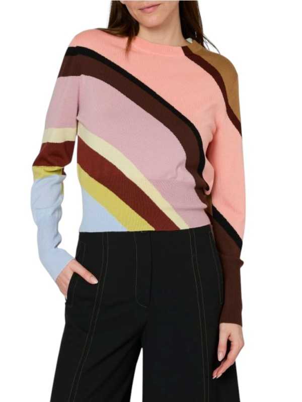PULL COURT SWIRL ROSE CHOCO MULTI W1R 966N W11348 21 PAUL SMITH FEMME face