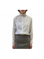 Chemise rayée écru ciel col froufrous lyocell soie Paul Smith femme W1R 407B W03197 08 boutique Strasbourg mode vêtement shop