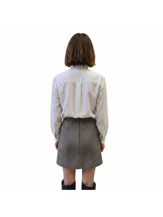 Chemise rayée écru ciel col froufrous lyocell soie Paul Smith femme W1R 407B W03197 08 boutique Strasbourg mode vêtement shop 2
