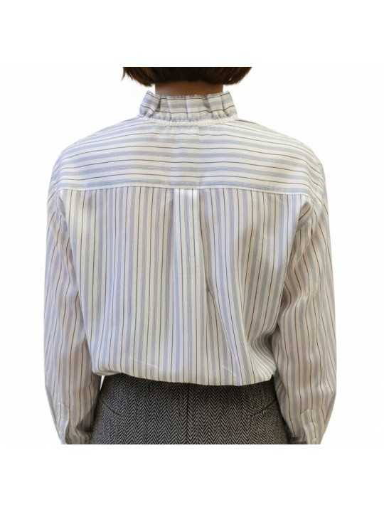 Chemise rayée écru ciel col froufrous lyocell soie Paul Smith femme W1R 407B W03197 08 boutique Strasbourg mode vêtement shop 3