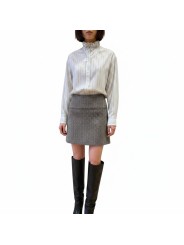CHEMISE RAYEE ECRU CIEL COL FROUFROUS LYOCELL SOIE W1R 407B W03197 08 PAUL SMITH femme