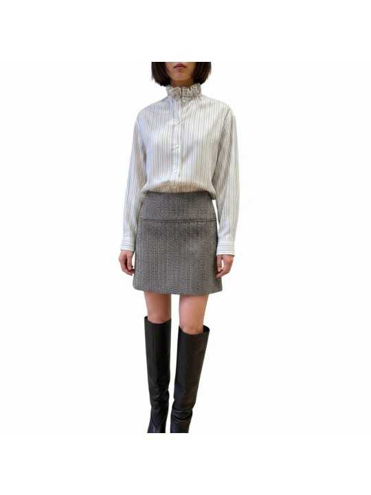 CHEMISE RAYEE ECRU CIEL COL FROUFROUS LYOCELL SOIE W1R 407B W03197 08 PAUL SMITH femme