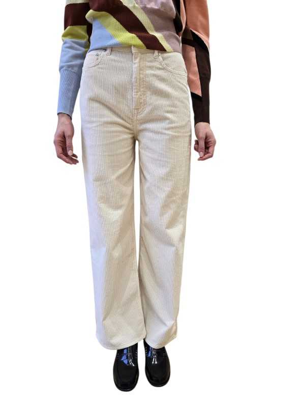 Pantalon velours côtelé écru droit Paul Smith Femme W1R 403TB W11328 06 boutique Strasbourg shop store vêtement mode front