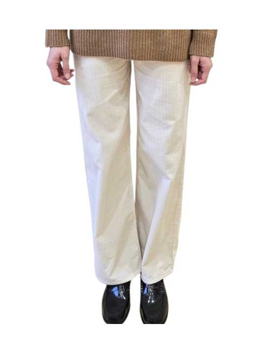 Pantalon velours côtelé écru droit Paul Smith Femme W1R 403TB W11328 06 boutique Strasbourg shop store vêtement mode look