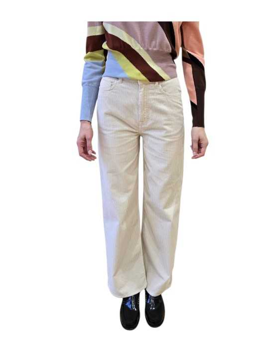 Pantalon velours côtelé écru droit Paul Smith Femme W1R 403TB W11328 06 boutique Strasbourg shop store vêtement mode style